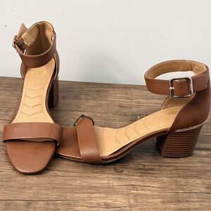 Chap’s Women’s Camilla Block Heeled Sandals | Tan | Size 6